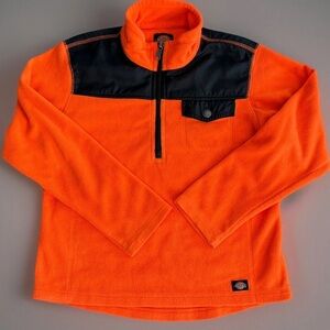 Kids Dickies Orange fleece 3/4 zip pullover sweatshirt. Size medium 10/12